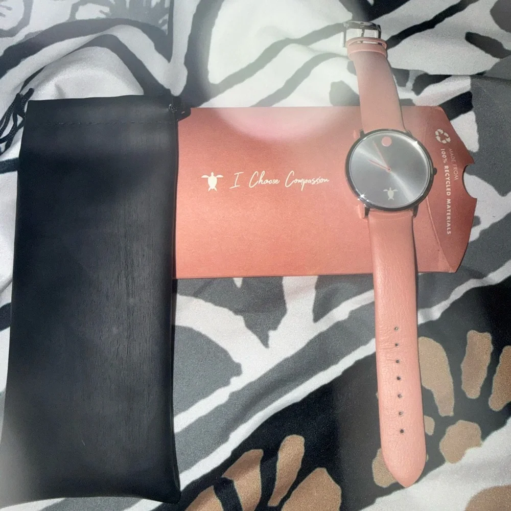 Movado Silver Case with Coral Strap - Picture 5 of 5